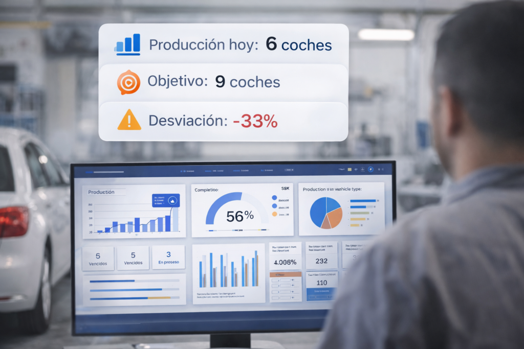 Caudro de mandos de un taller de carrocería